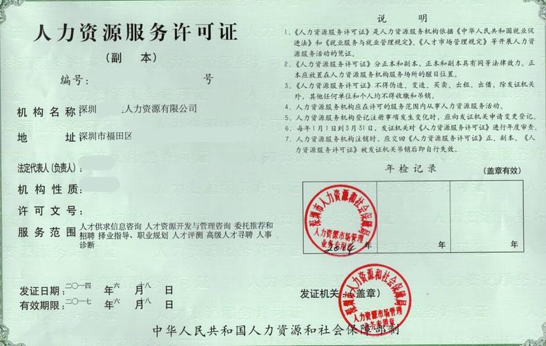 人力资源服务许可证 从事人力资源服务的法定通行证